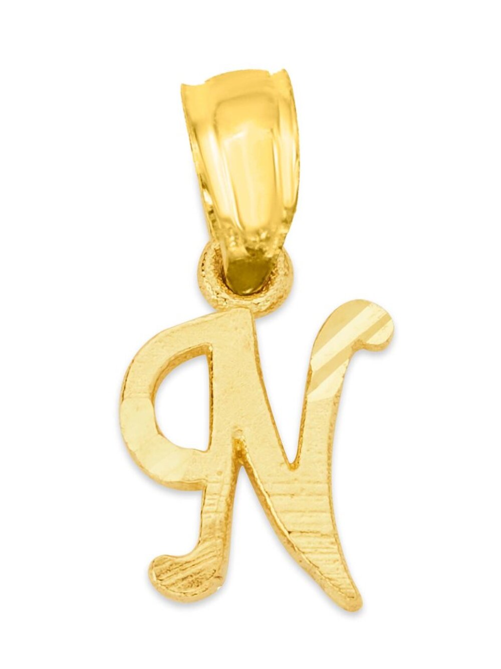 14k Solid Gold N Initial Pendant - Personalized Letter Jewelry for Necklace